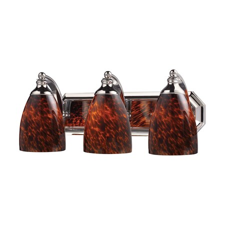 Elk Lighting Mix and Match Vanity 3-Light Wall Lamp in Chrome with Espresso Glass 570-3C-ES